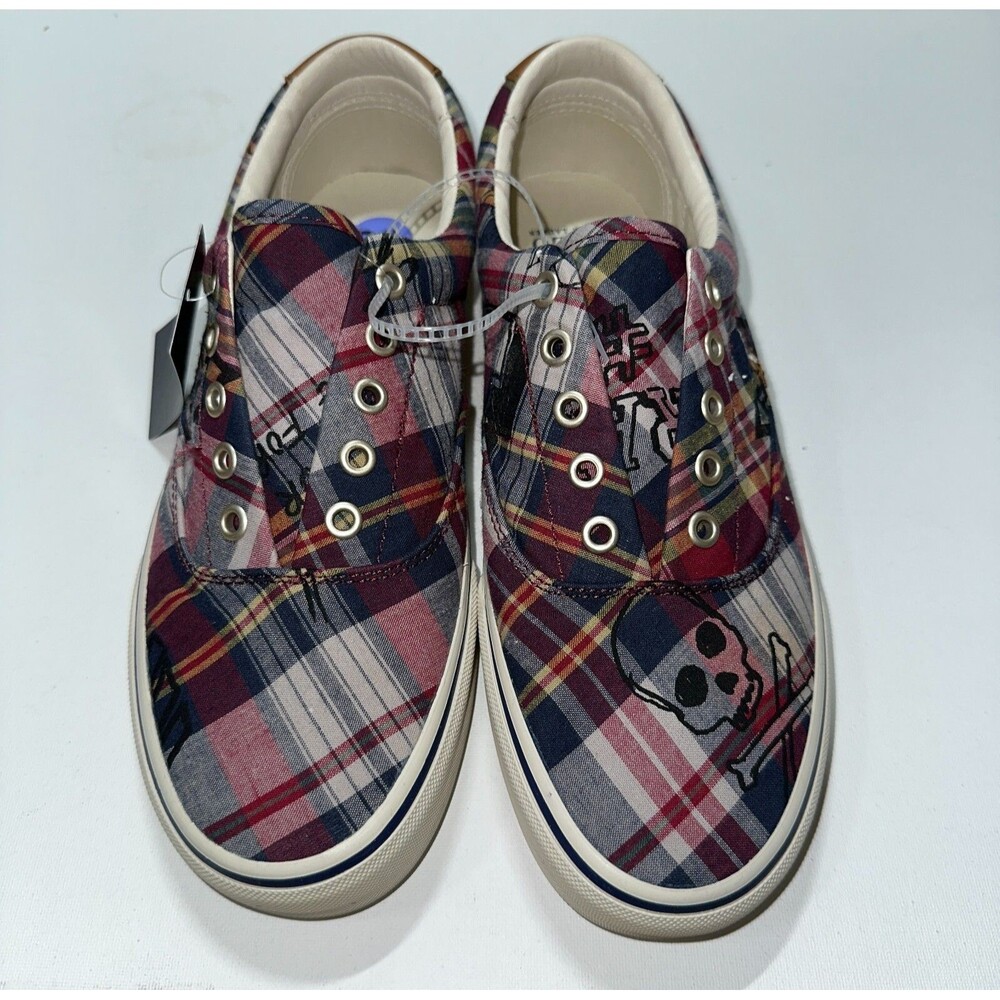Polo Ralph Lauren Keaton LCL Mens‎ Shoes Sneaker 8.5 Plaid Pony Boat Skull New